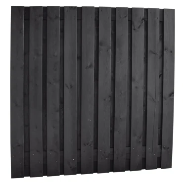 Naaldhout geschaafd plankenscherm 21-planks 15 mm, 180x180 cm, recht, geïmpregneerd en zwart gedompeld