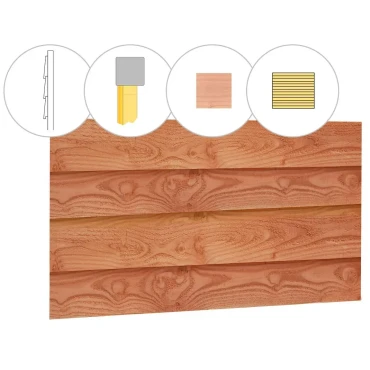 Zweeds rabat douglas enkelzijdige wand B. 228.5x224 cm onbehandeld
