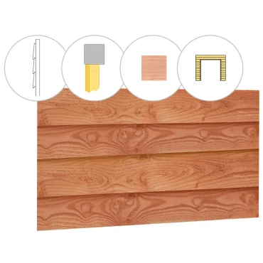 Zweeds rabat douglas enkelzijdige wand C. t.b.v. dubbele deur. 278.5x224 cm onbehandeld