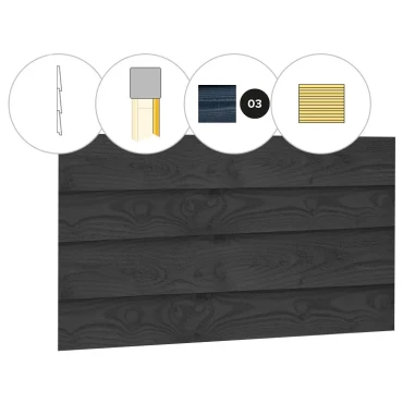 Zweeds rabat plankenset douglas bij wand E. 371x224 cm zwart geïmpregneerd