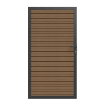 Newtechwood co-extrusie composiet deur in aluminium frame, horizontaal triple, 100x195 cm, teak.