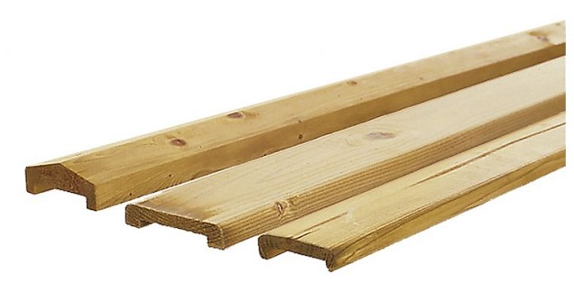 Vuren geschaafde afdeklat met sponning (6.2 cm) 1.9x9.6x181.5 cm t.b.v. recht en toogscherm, groen geïmpregneerd