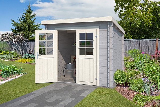 Blokhut Indi 230x230 Platinum Grey-Wit