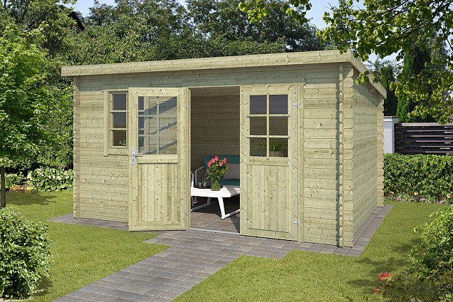 Blokhut Amira 380x230 Olijfgroen Geïmpregneerd