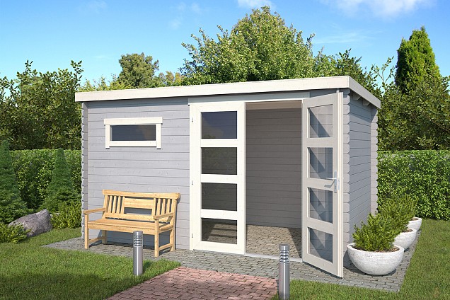 Blokhut Timian 380x230 Platinum Grey-Wit
