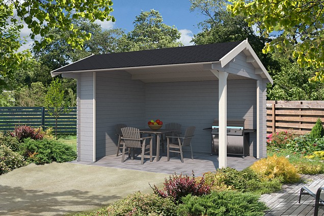 Blokhut Kirian 380x300 Platinum Grey-Wit