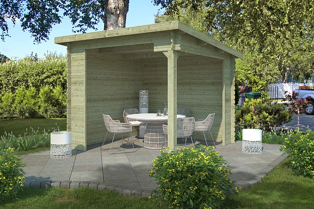 Blokhut Lara 275x275 Olijfgroen Geïmpregneerd