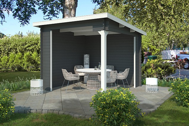 Blokhut Lara 275x275 Carbon Grey-Wit