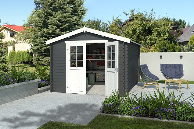 Blokhut Norah 275x380 Carbon Grey-Wit