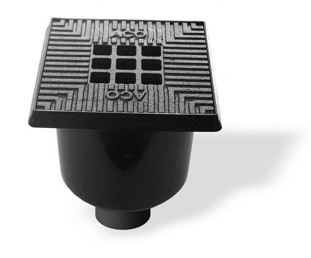 Vloerput kunstst.rand +gietijzer rooster