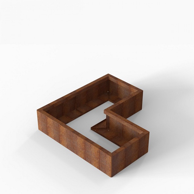 Bloembak Module+ L-vorm 60x120x120x28 cm Corten