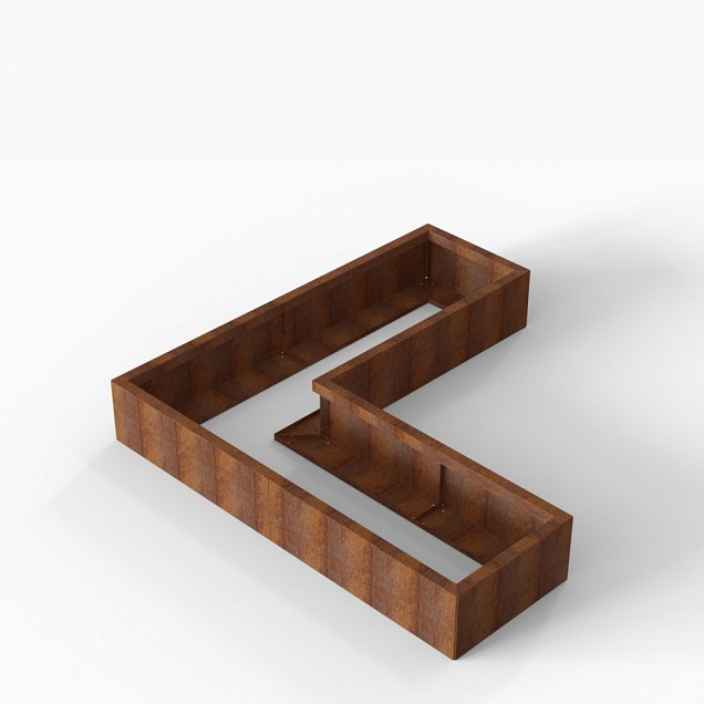 Bloembak Module+ L-vorm 60x180x180x28 cm Corten