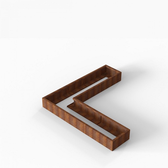 Bloembak Module+ L-vorm 60x240x240x28 cm Corten