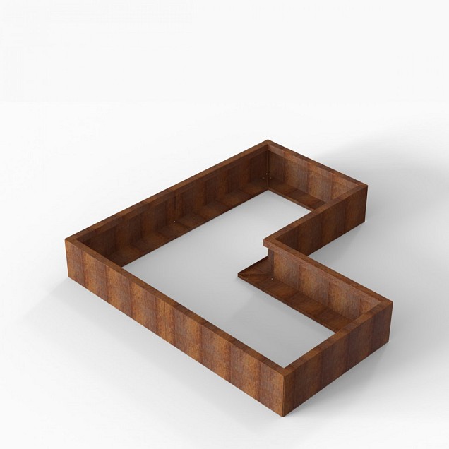 Bloembak Module+ L-vorm 90x180x180x28 cm Corten