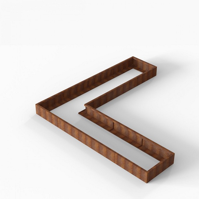 Bloembak Module+ L-vorm 90x360x360x28 cm Corten