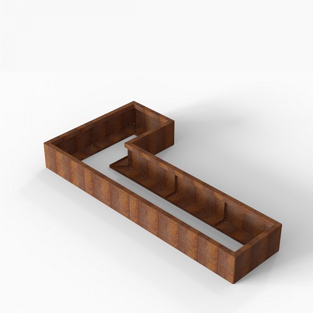 Bloembak Module+ L-vorm 60x120x240x28 cm Corten