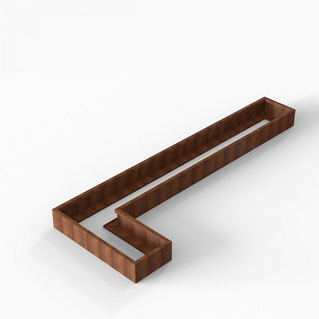 Bloembak Module+ L-vorm 60x420x150x28 cm Corten