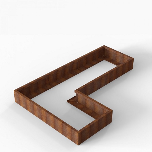 Bloembak Module+ L-vorm 90x270x180x28 cm Corten