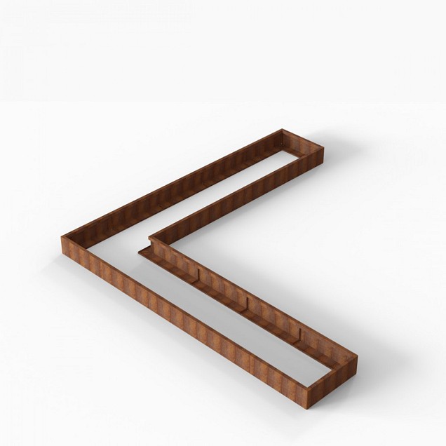 Bloembak Module+ L-vorm 90x450x450x28 cm Corten
