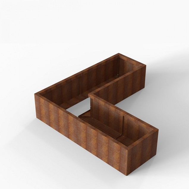 Bloembak Module+ L-vorm 60x180x180x42 cm Corten