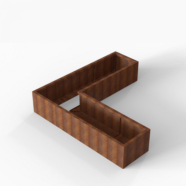 Bloembak Module+ L-vorm 60x210x210x42 cm Corten