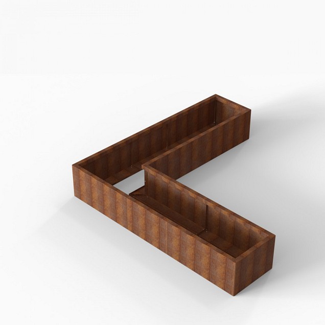 Bloembak Module+ L-vorm 60x240x240x42 cm Corten