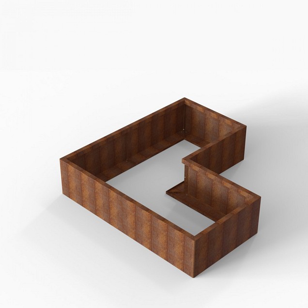 Bloembak Module+ L-vorm 90x180x180x42 cm Corten