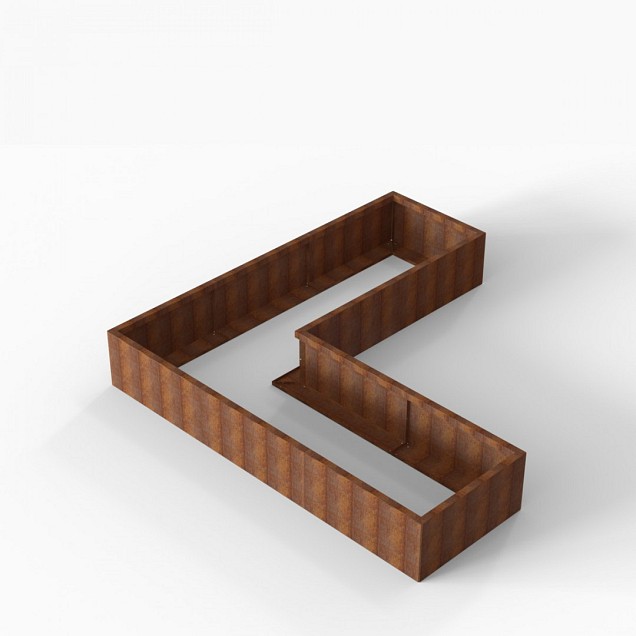 Bloembak Module+ L-vorm 90x270x270x42 cm Corten
