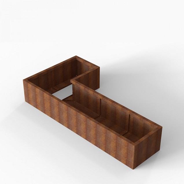 Bloembak Module+ L-vorm 60x120x240x42 cm Corten