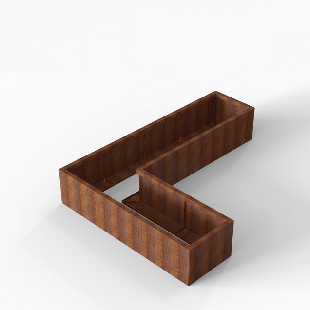 Bloembak Module+ L-vorm 60x240x180x42 cm Corten