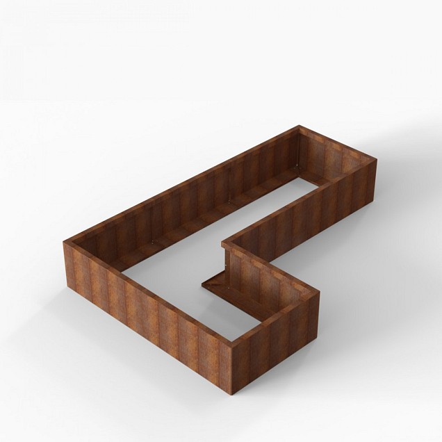 Bloembak Module+ L-vorm 90x270x180x42 cm Corten