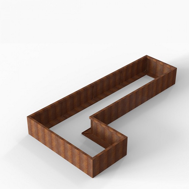 Bloembak Module+ L-vorm 90x360x180x42 cm Corten