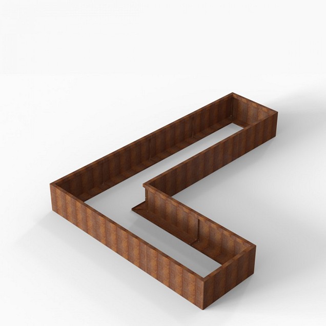 Bloembak Module+ L-vorm 90x360x270x42 cm Corten