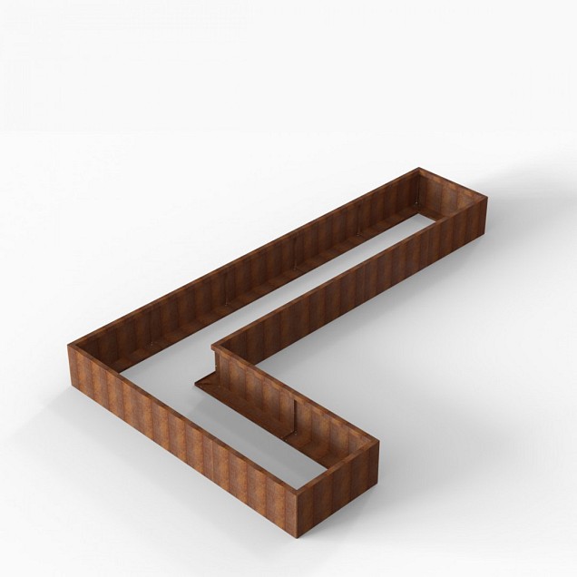 Bloembak Module+ L-vorm 90x450x270x42 cm Corten