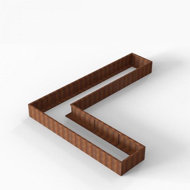 Bloembak Module+ L-vorm 90x450x360x42 cm Corten