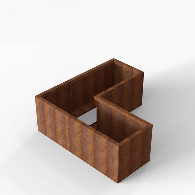 Bloembak Module+ L-vorm 60x150x150x56 cm Corten