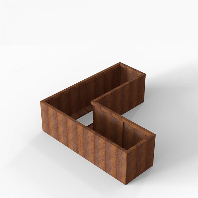 Bloembak Module+ L-vorm 60x180x180x56 cm Corten