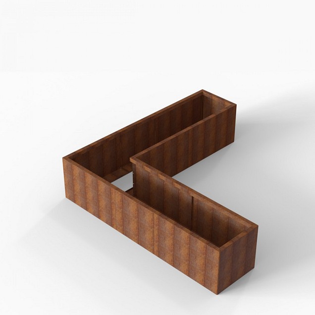 Bloembak Module+ L-vorm 60x240x240x56 cm Corten