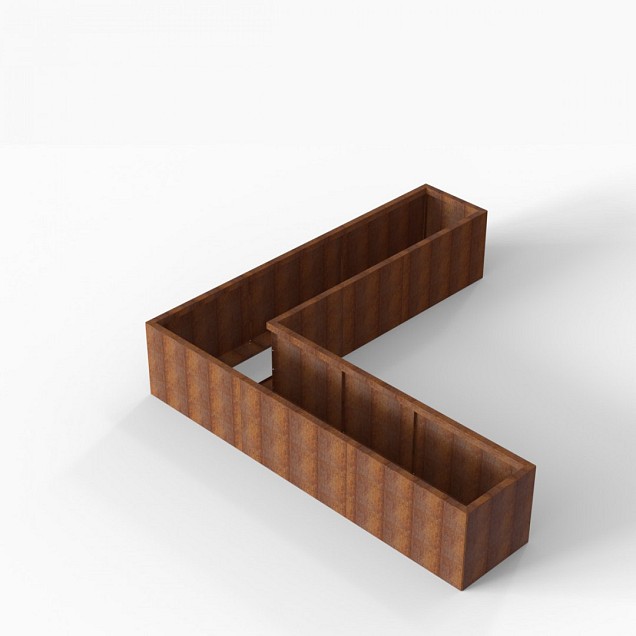 Bloembak Module+ L-vorm 60x270x270x56 cm Corten