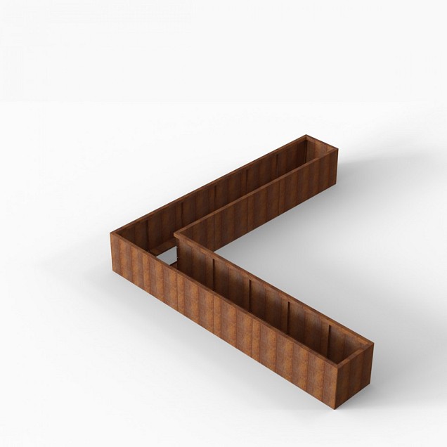 Bloembak Module+ L-vorm 60x360x360x56 cm Corten