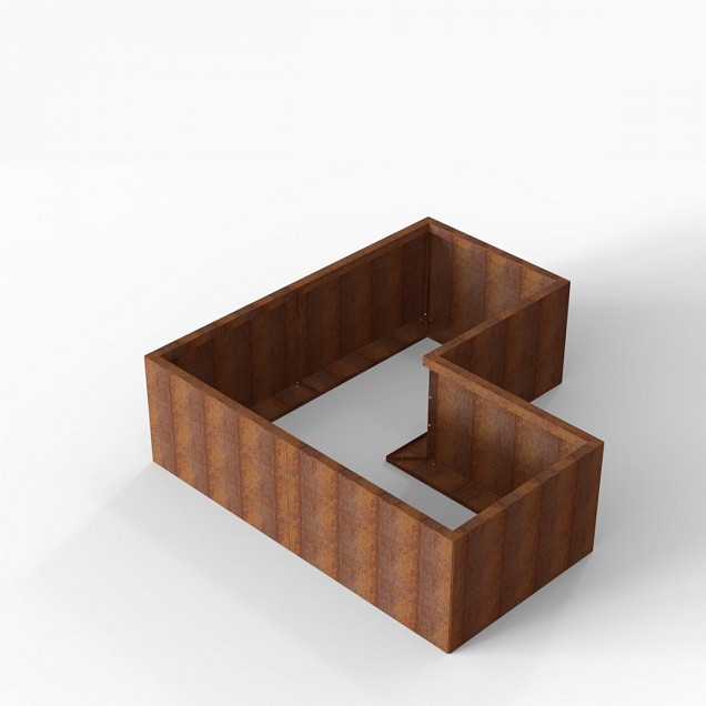 Bloembak Module+ L-vorm 90x180x180x56 cm Corten