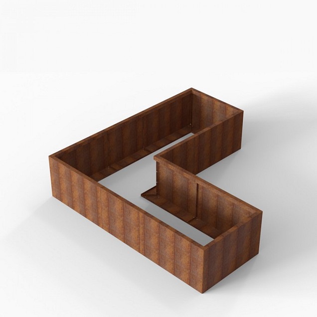 Bloembak Module+ L-vorm 90x240x240x56 cm Corten