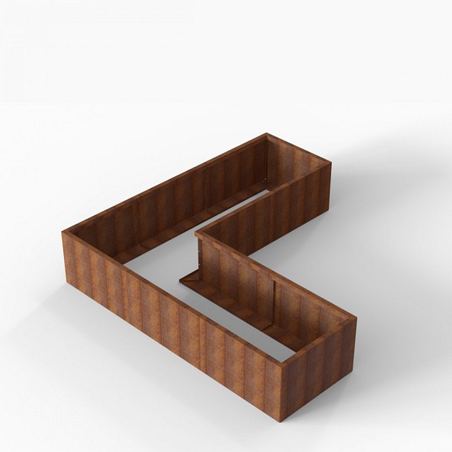Bloembak Module+ L-vorm 90x270x270x56 cm Corten