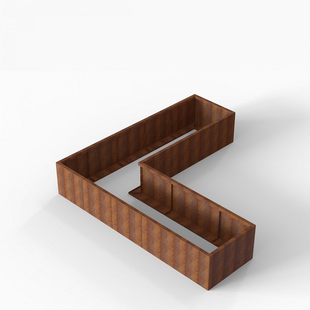 Bloembak Module+ L-vorm 90x300x300x56 cm Corten
