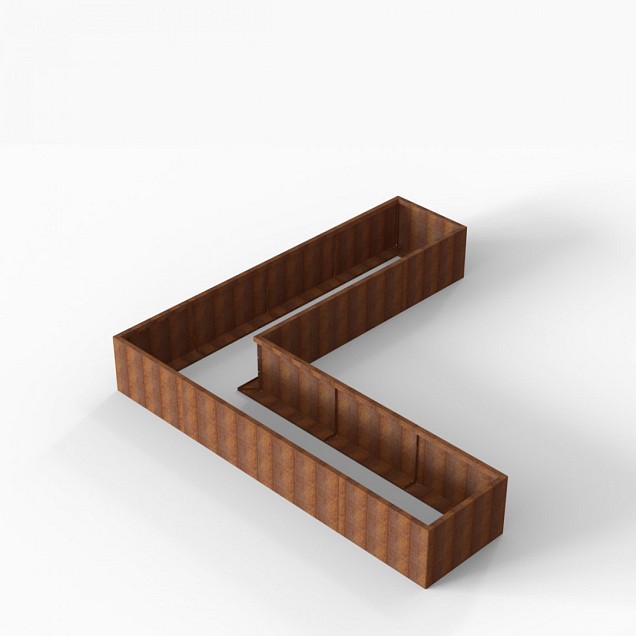Bloembak Module+ L-vorm 90x360x360x56 cm Corten