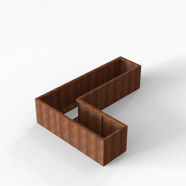 Bloembak Module+ L-vorm 60x240x180x56 cm Corten