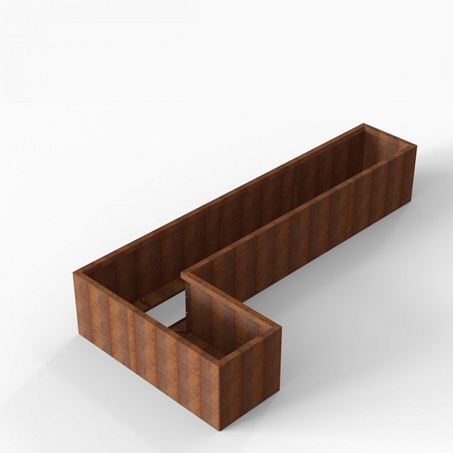 Bloembak Module+ L-vorm 60x330x150x56 cm Corten