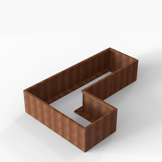 Bloembak Module+ L-vorm 90x270x180x56 cm Corten