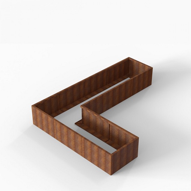 Bloembak Module+ L-vorm 90x360x270x56 cm Corten