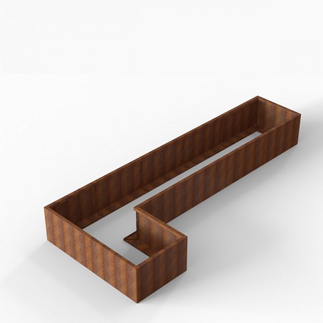 Bloembak Module+ L-vorm 90x450x180x56 cm Corten